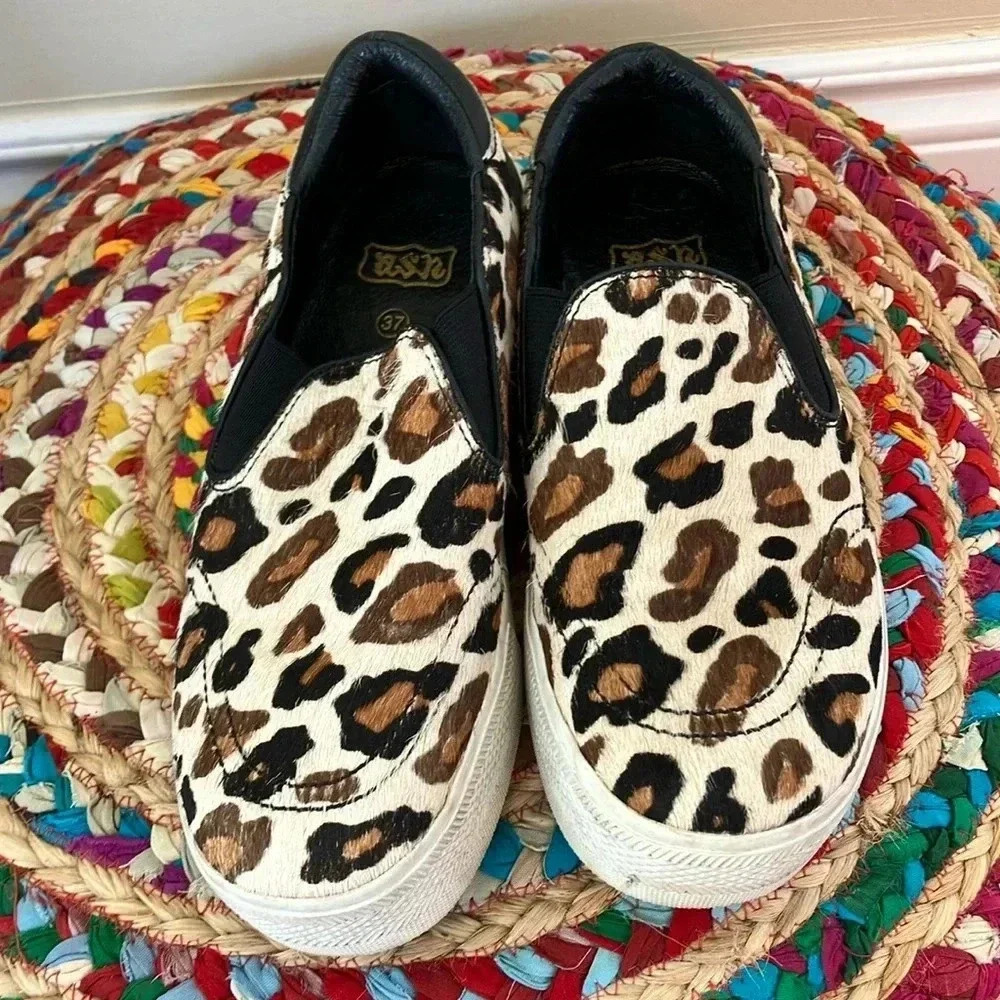 Ash calf hair  slip on shoes